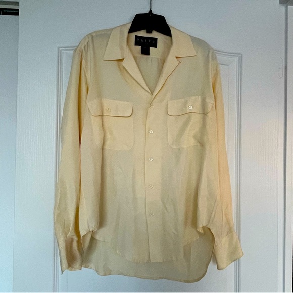 RALPH Ralph Lauren 100% silk cream button-down - Picture 1 of 3